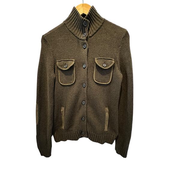 EUC Lauren Ralph Lauren Women’s Brown Cardigan Sweater Size S Preppy Equestrian - Picture 1 of 8